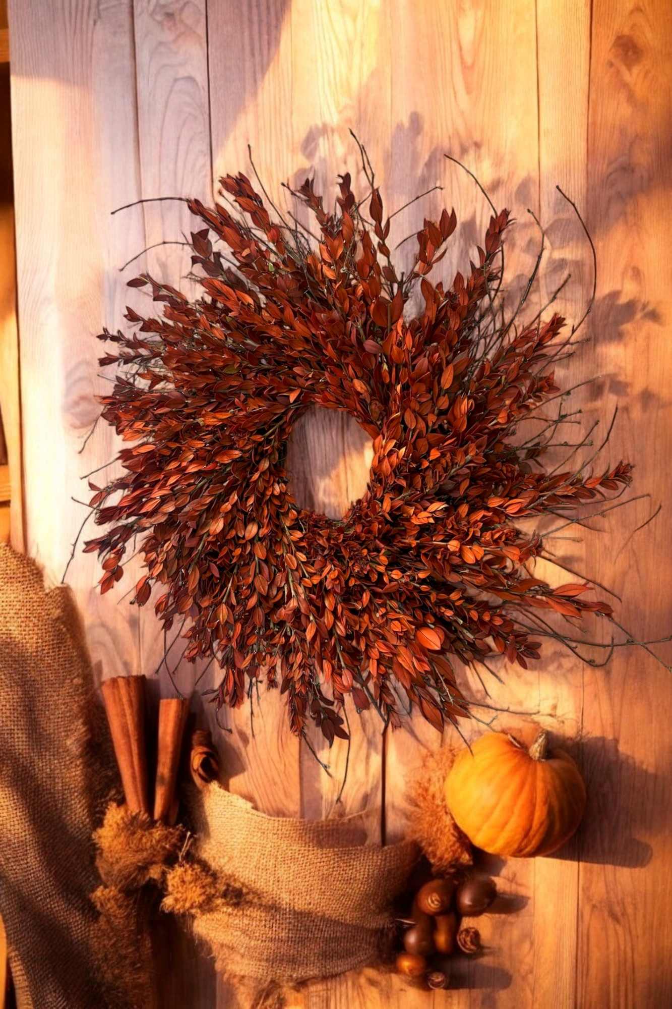 22" Garnet Red Myrtle Wreath