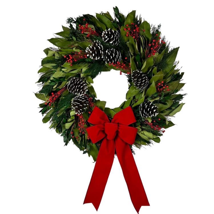 22" Traditional Greenery Holiday Wreath
