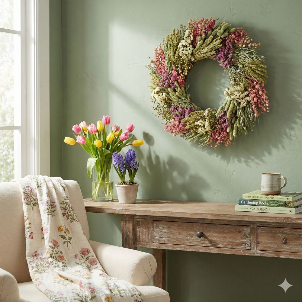 22" Pink & Sage Wreath