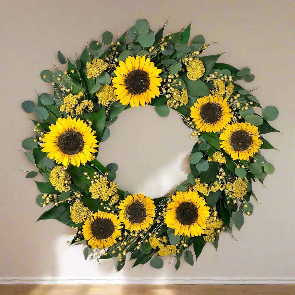 22" Sunflower & Yarrow Wreath