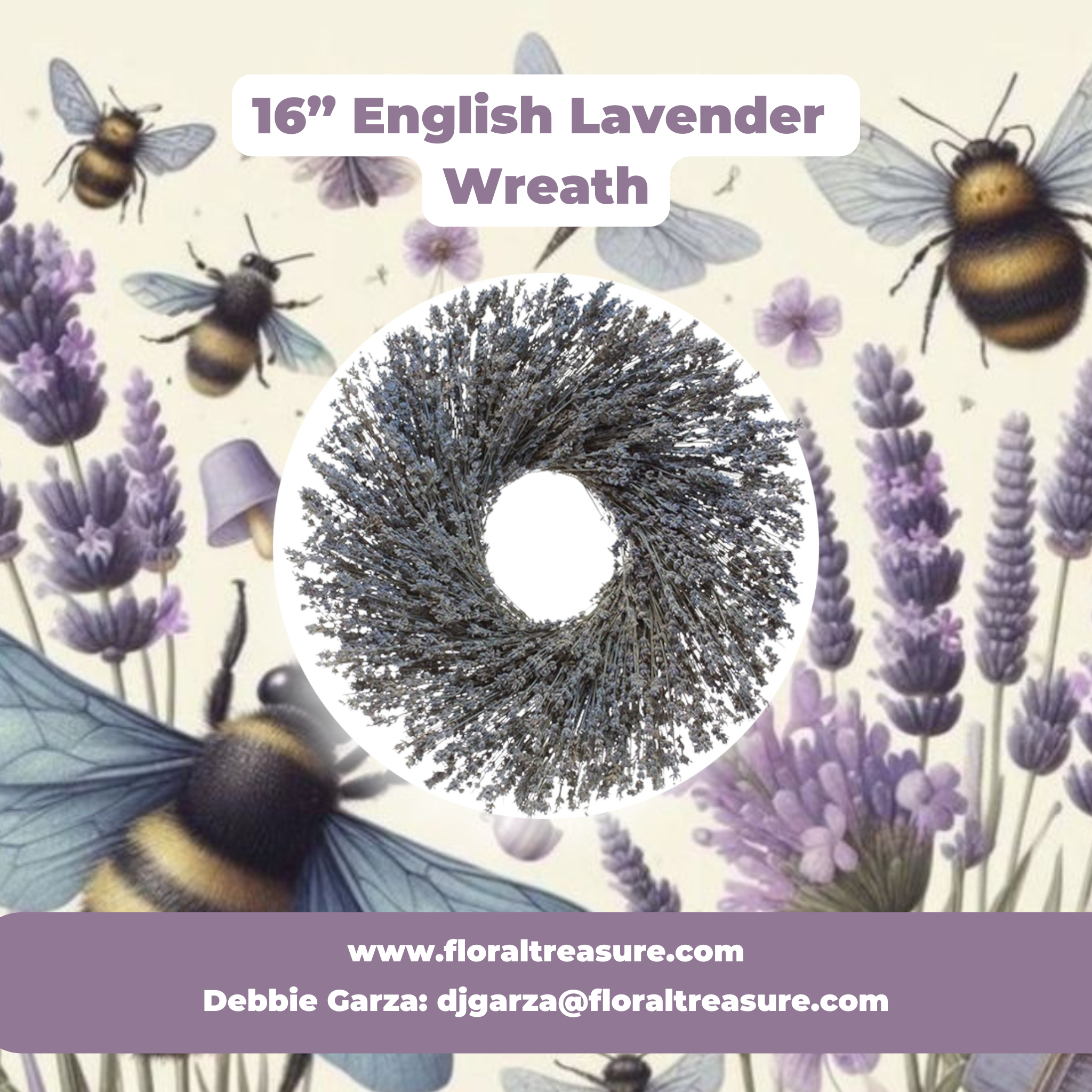 16" English Lavender Wreath