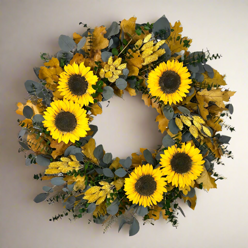 22" Sunflower Autumn Fields Wreath