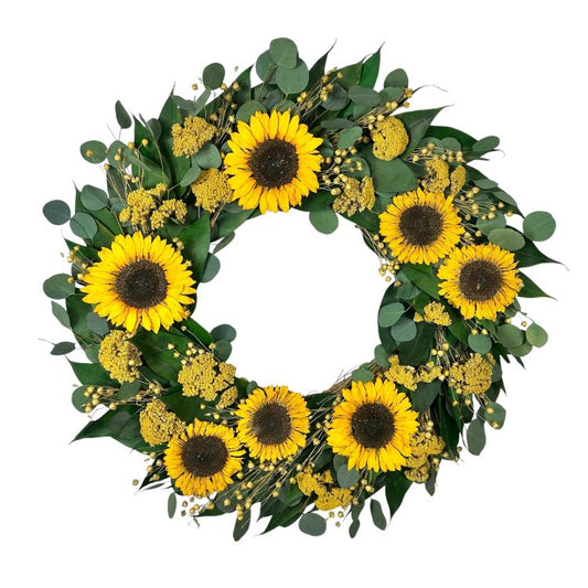 22" Sunflower & Yarrow Wreath