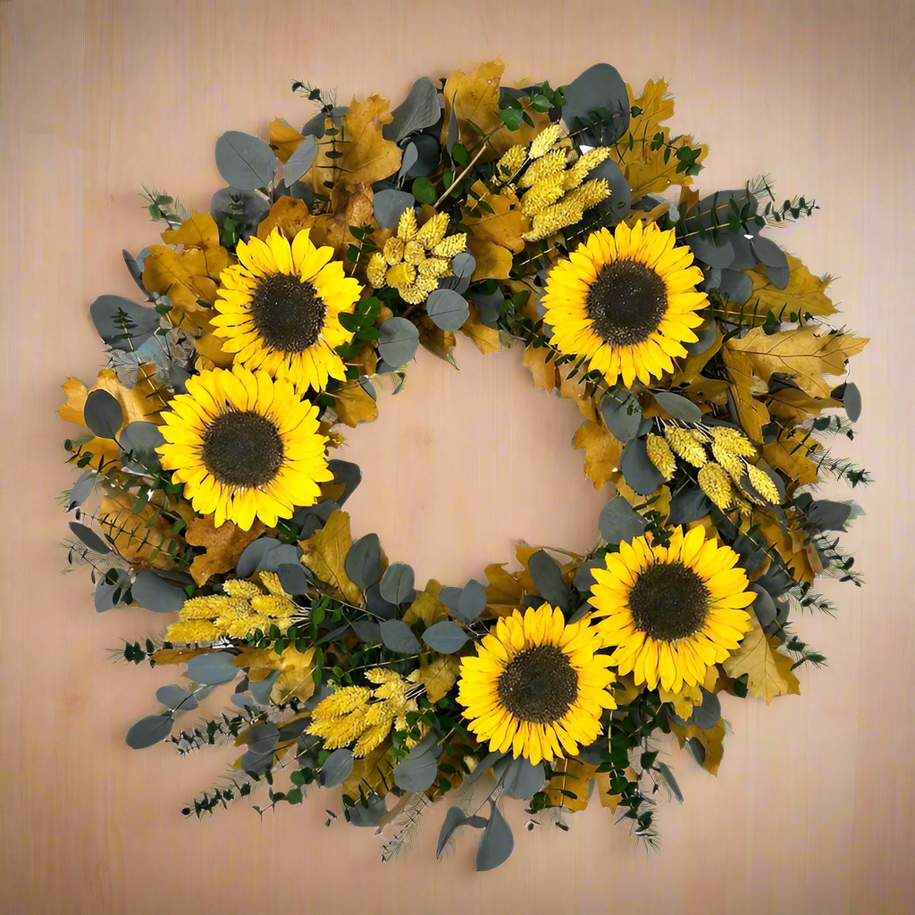 22" Sunflower Autumn Fields Wreath